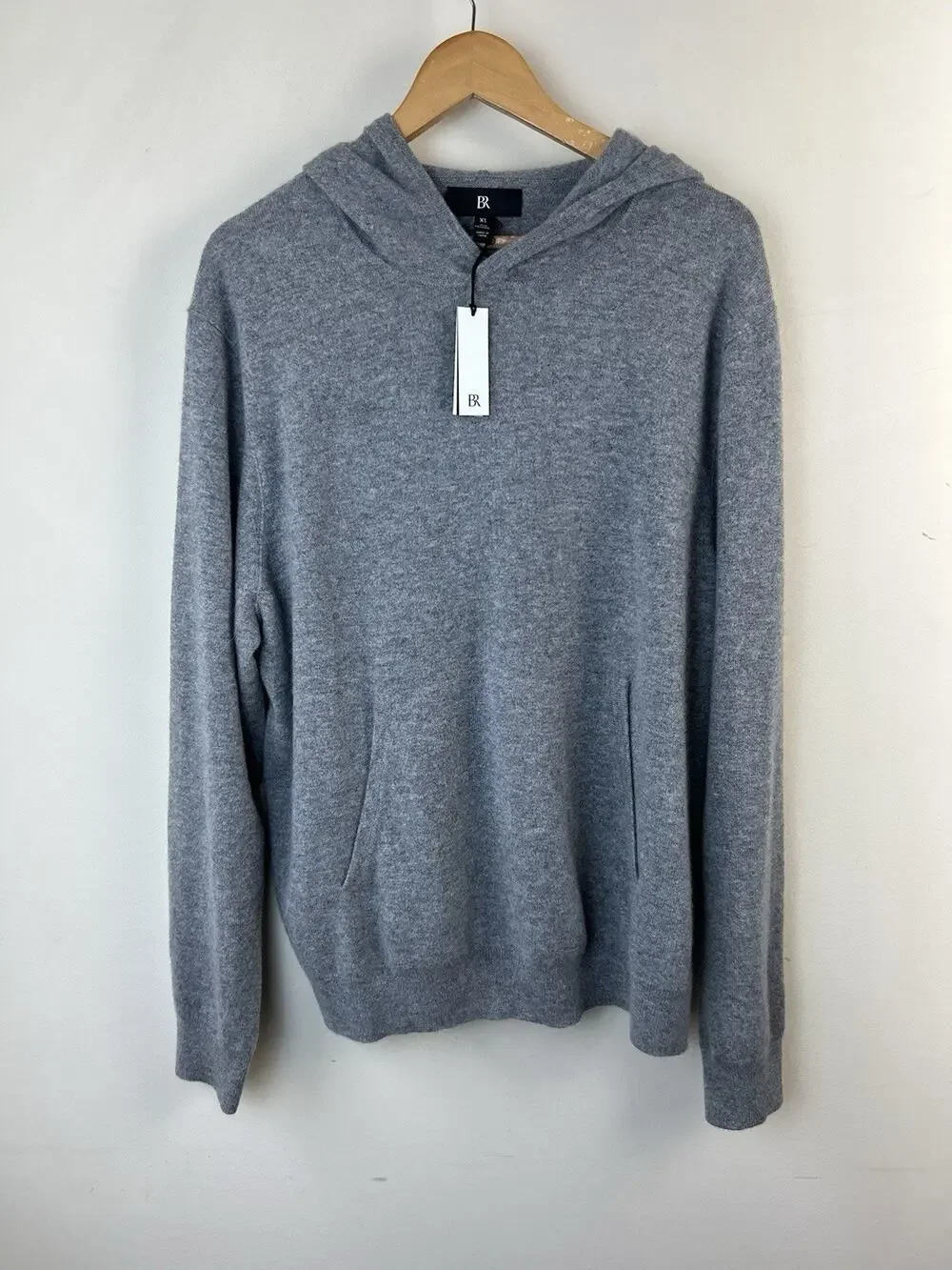 BANANA REPUBLIC Men's 100% Cashmere Gray Hoodie Sweater Pocket Sz XL New